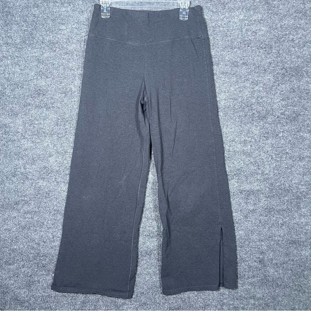 Pact Women’s Large‎ Gray Pull On Wide Leg Side Slit Organic Cotton Stretch Pants